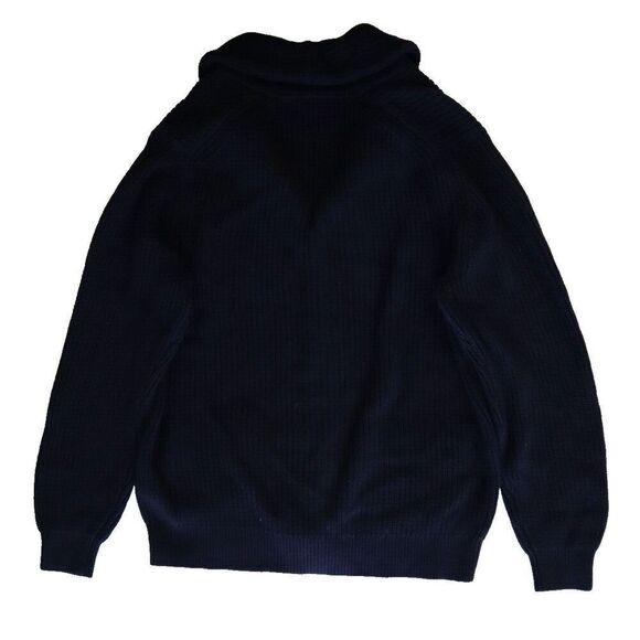 Gap 787070 Men Size L Heavy Knit Rib Shawl Collar Cardigan Navy Blue Cotton - Picture 4 of 8